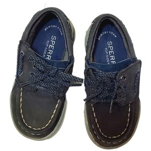 Sperry Top Sider Gamefish Jr. Grey & Blue Leather Loafer Boat Shoe Size 7M Kids